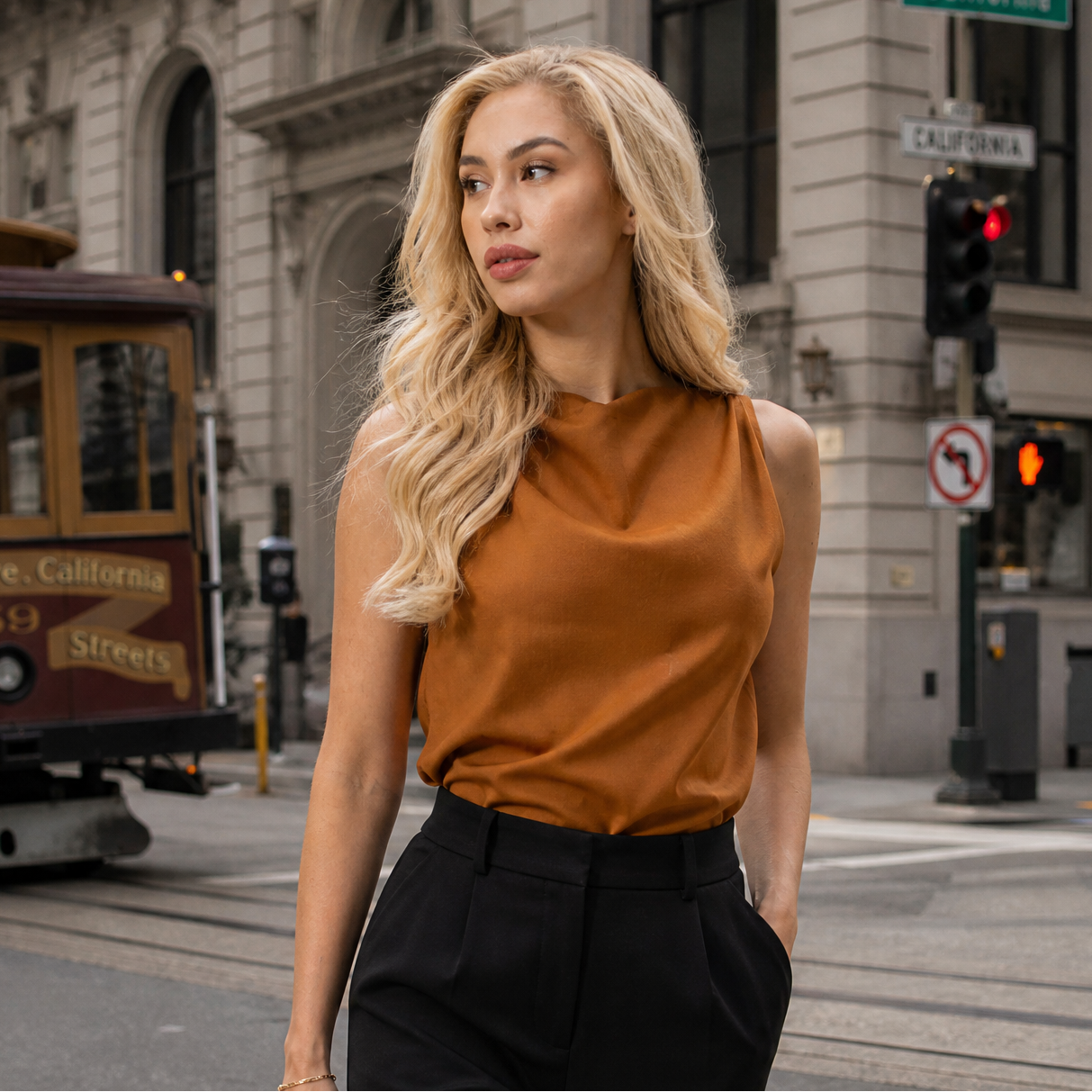 Generated_with_Kive.ai_-_Luxury_lifestyle_editorial_photo_of_a_model_walking_confidently_on_a_real_city_street_in_San_Francisco._top_paired_with_tailored_high_waisted_black_trousers.png